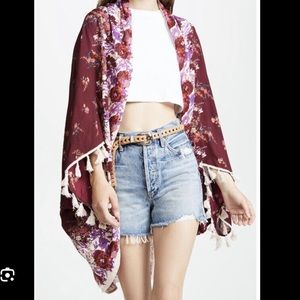 Free People Bali Wraped in Blooms tassel trim kimono